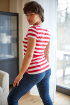T-shirt Perfect Lines Szerokie Paski Czerwone