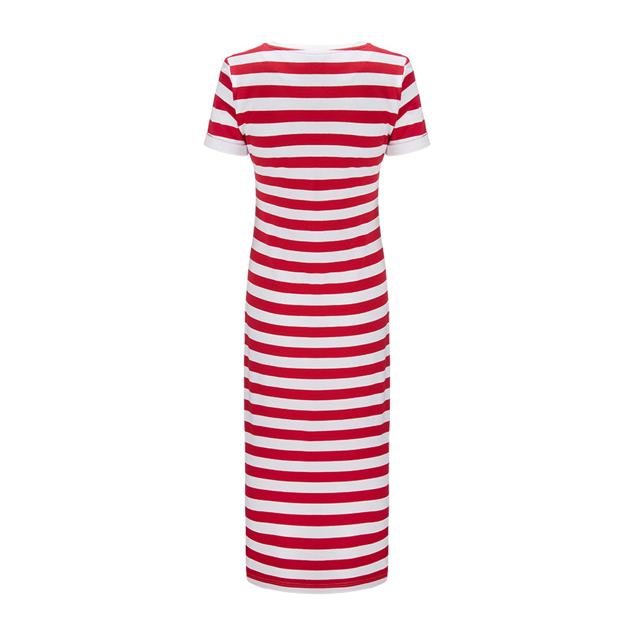 Sukienka Baltica Szerokie Paski Czerwone
