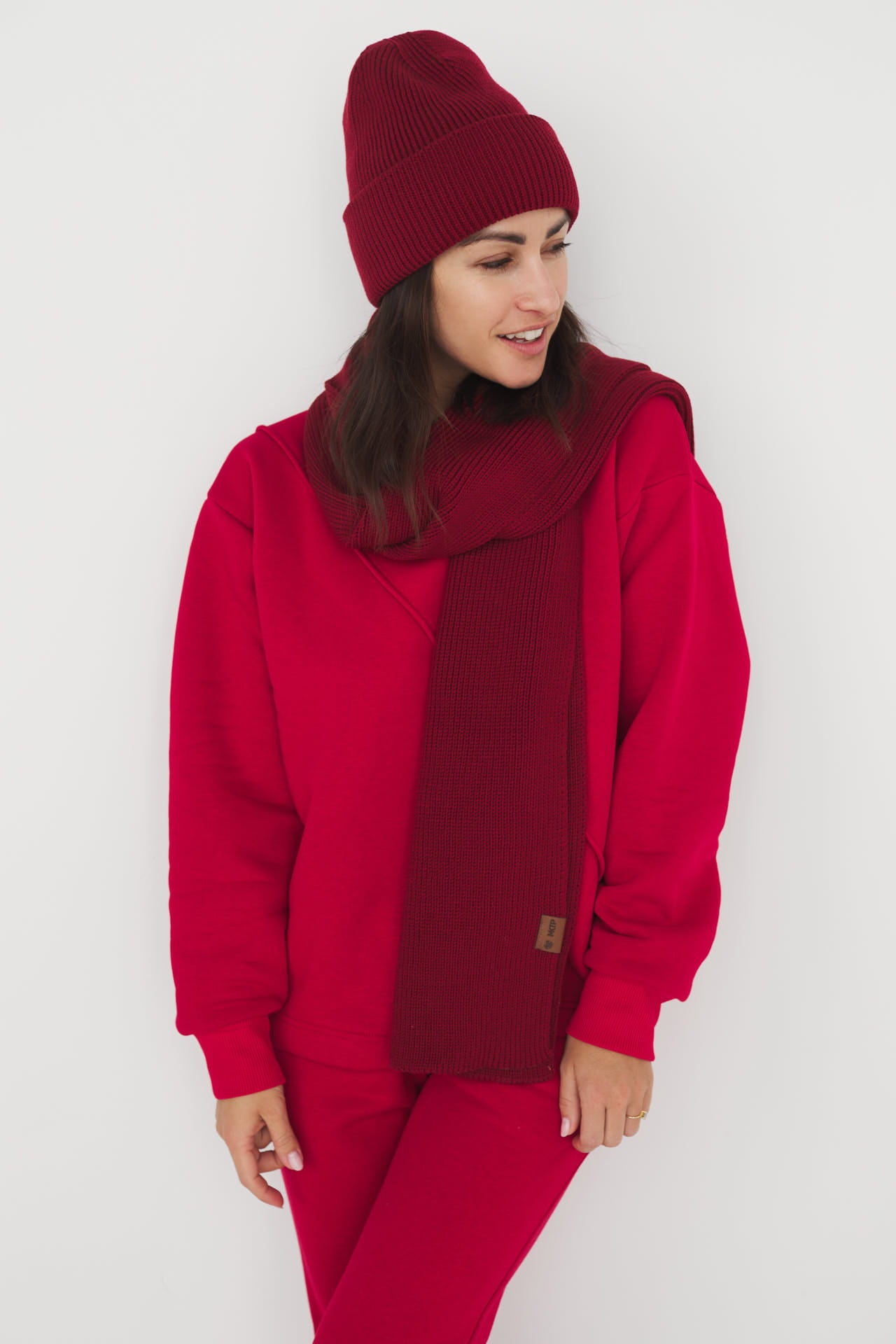 Czapka Cosy Days Wino 100% Merino Extra Fine