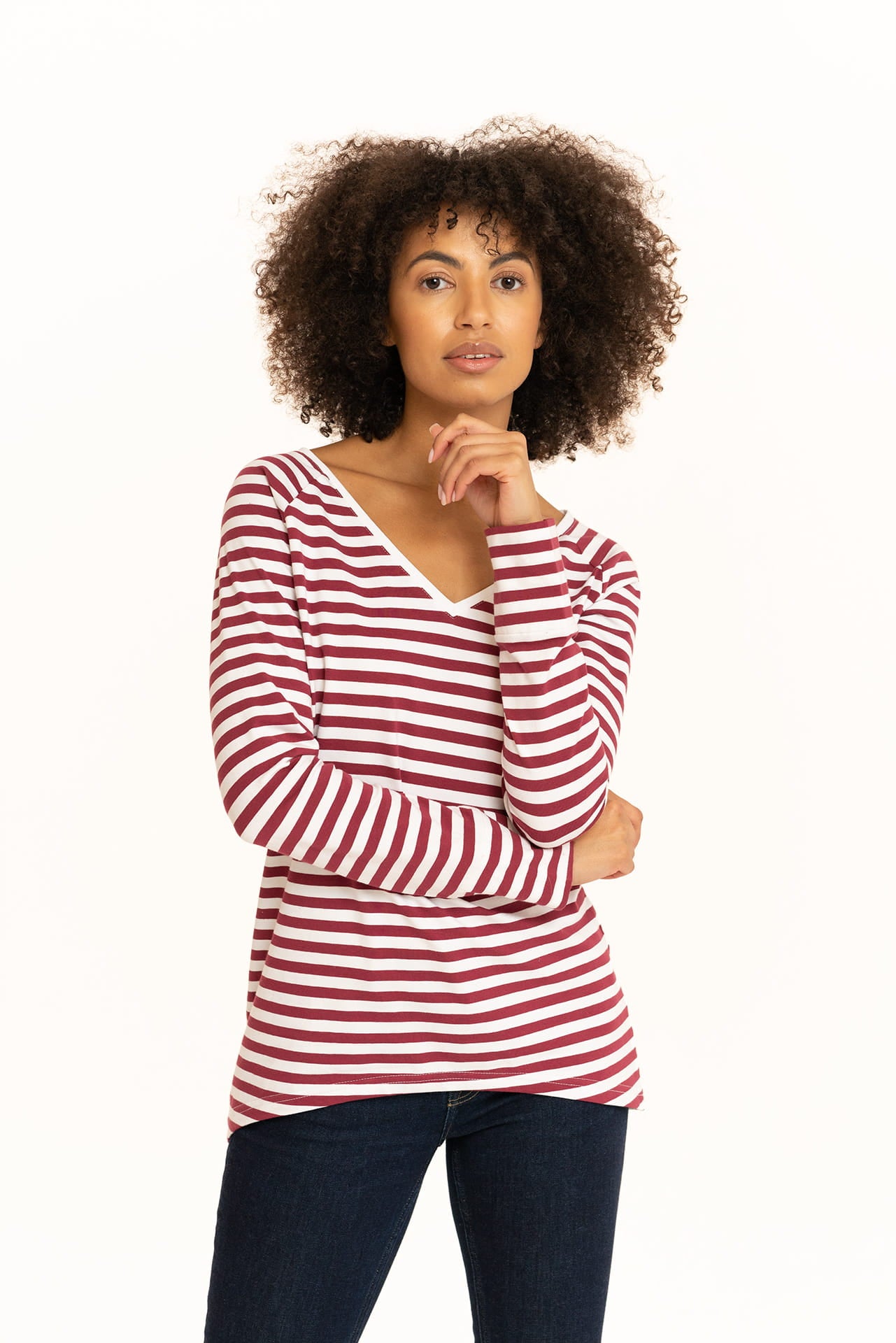Longsleeve Daily Basic Paski Burgund