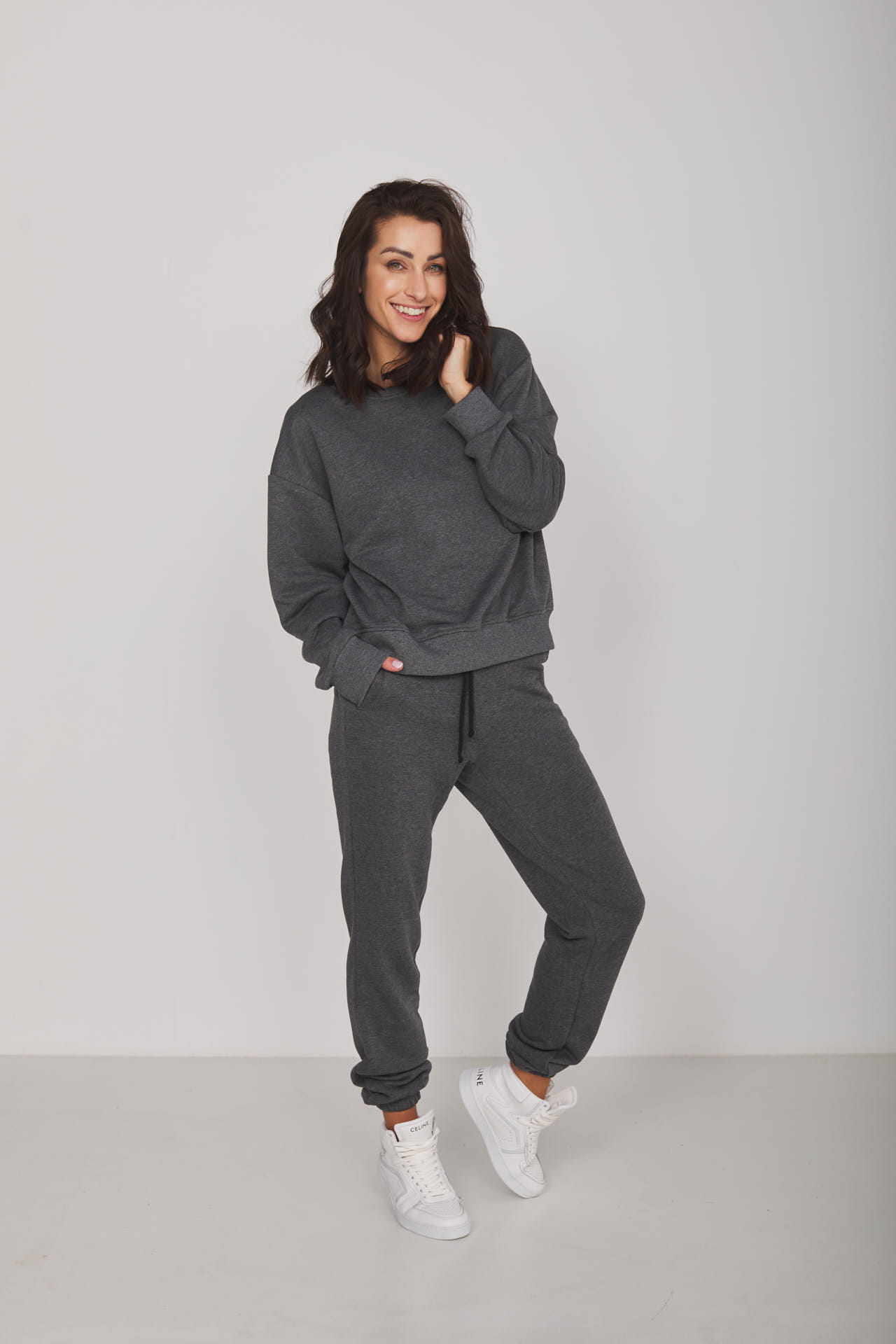 Bluza Klasyk Szary Ciemny Melanż