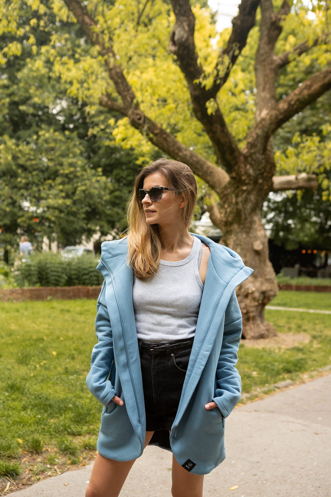 Peleryna No.2 na suwak Niebieski Denim