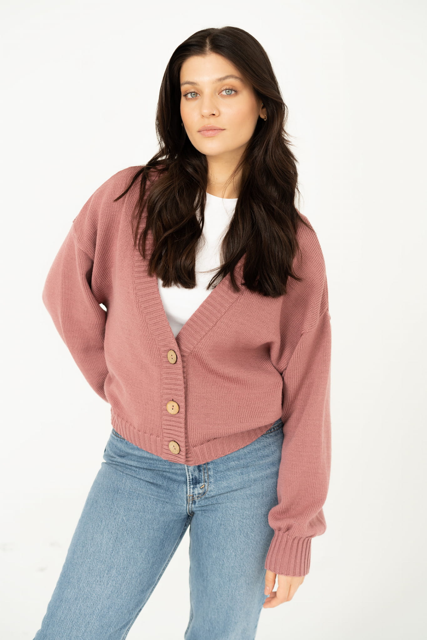 Kardigan Wool Me Tender Rose Denim 100% Wełna Merino