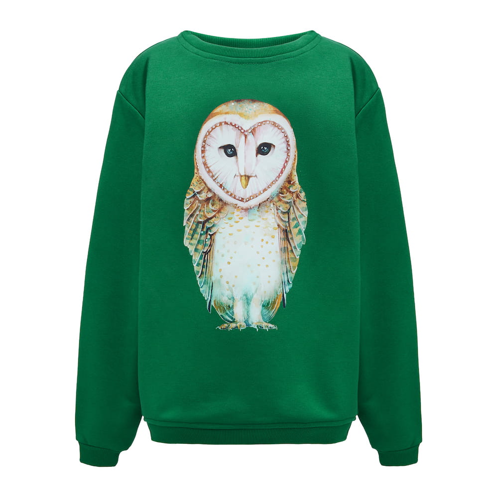 Bluza Kids z Sową Butelkowa Zieleń