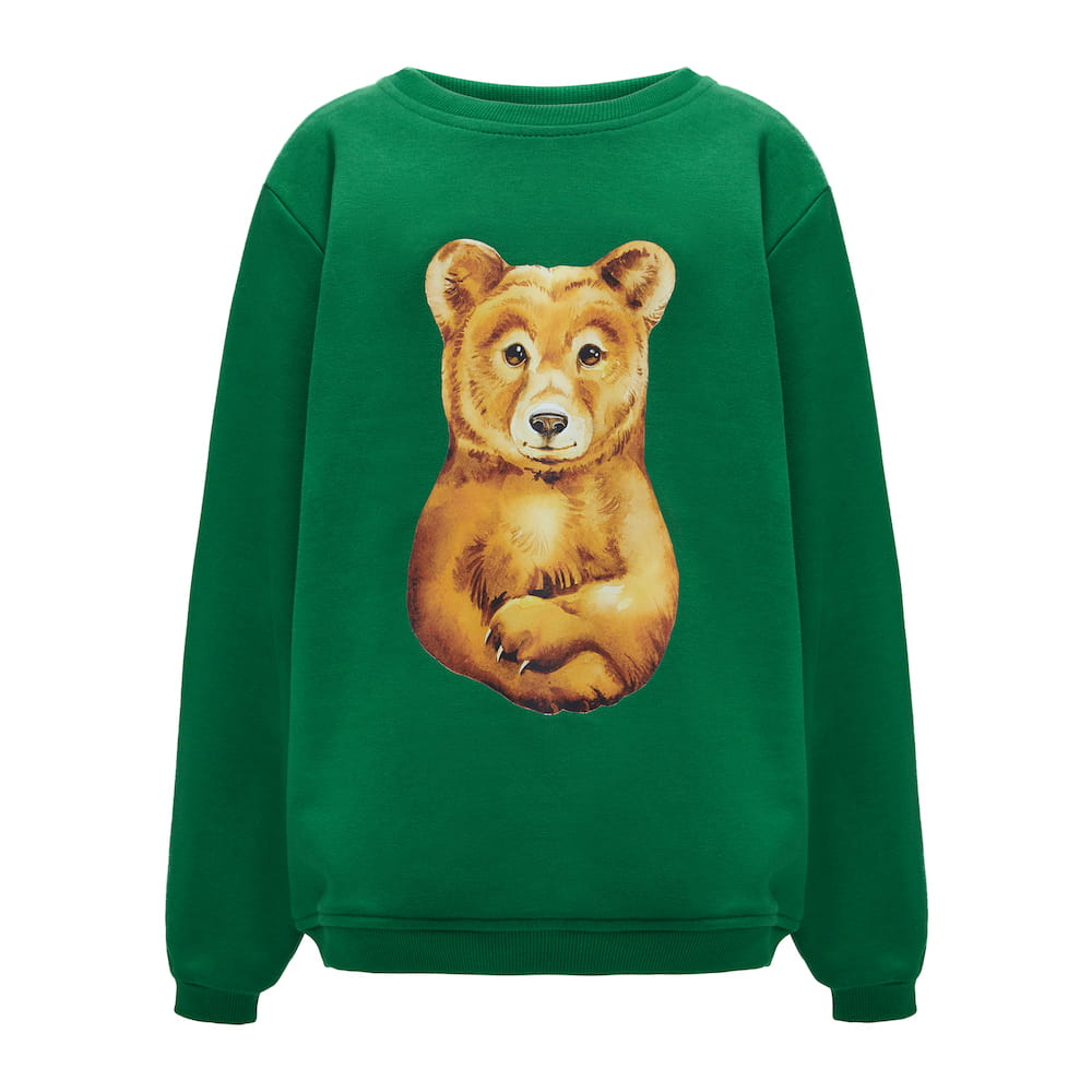 Bluza Kids z Misiem Butelkowa Zieleń