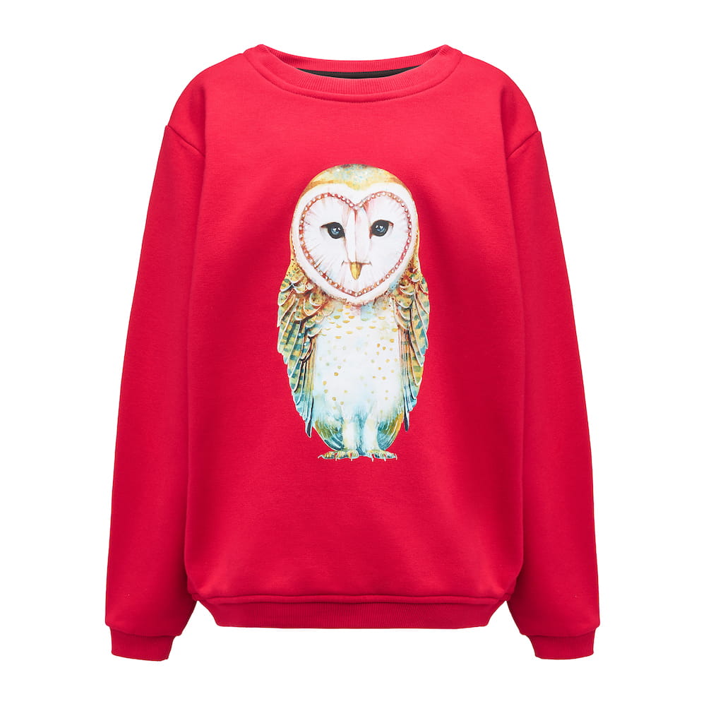 Bluza Kids z Sową Malinowa Czerwień