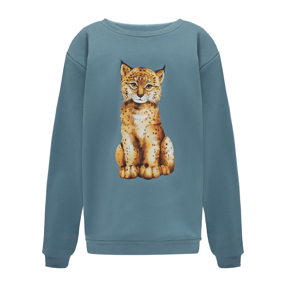 Bluza Kids z Rysiem Niebieski Dżins