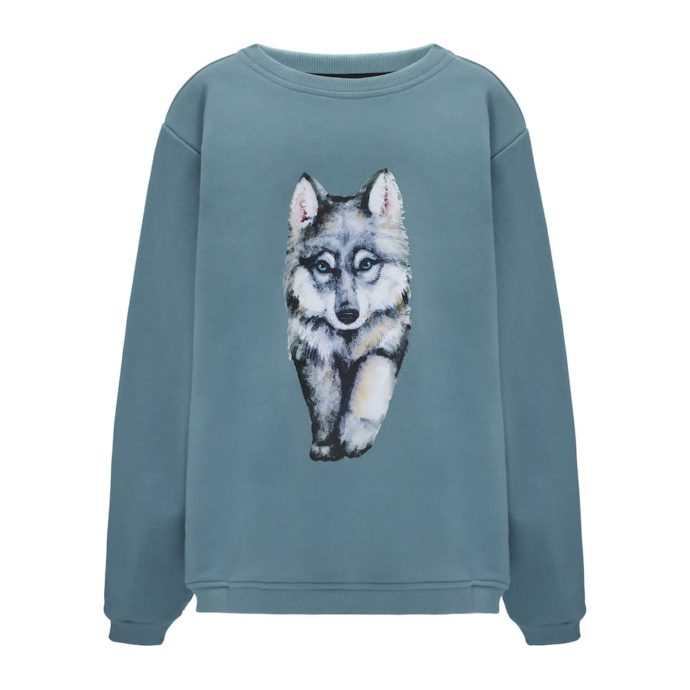 Bluza Kids z Wilkiem Niebieski Dżins