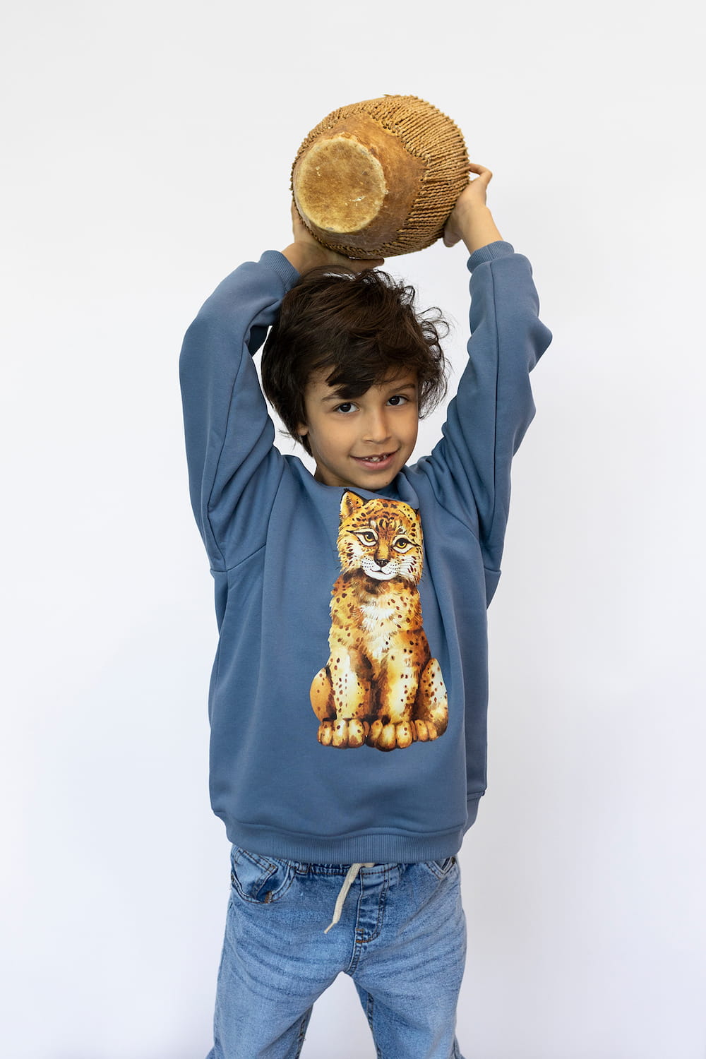 Bluza Kids z Rysiem Niebieski Dżins