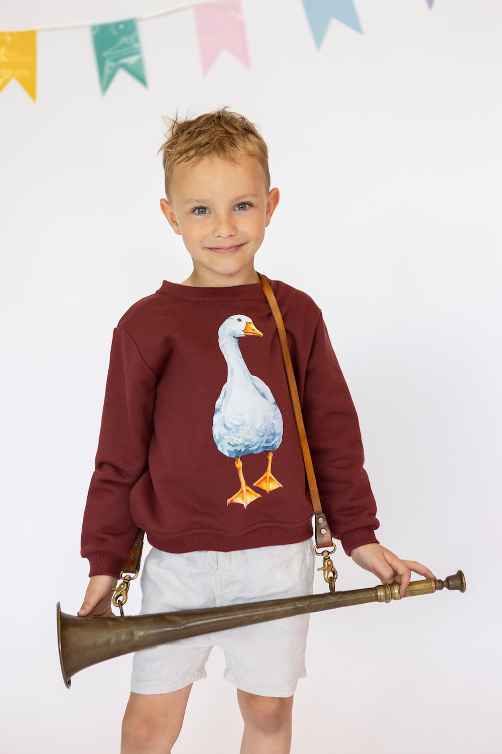 Bluza Kids z Gęsią Ciemny Burgund