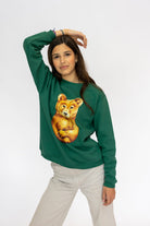 Bluza Kids z Misiem Butelkowa Zieleń