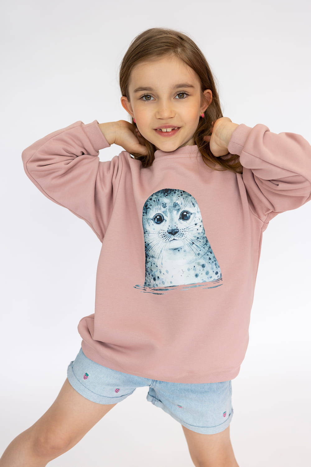 Bluza Kids z Foką Smoky Pink