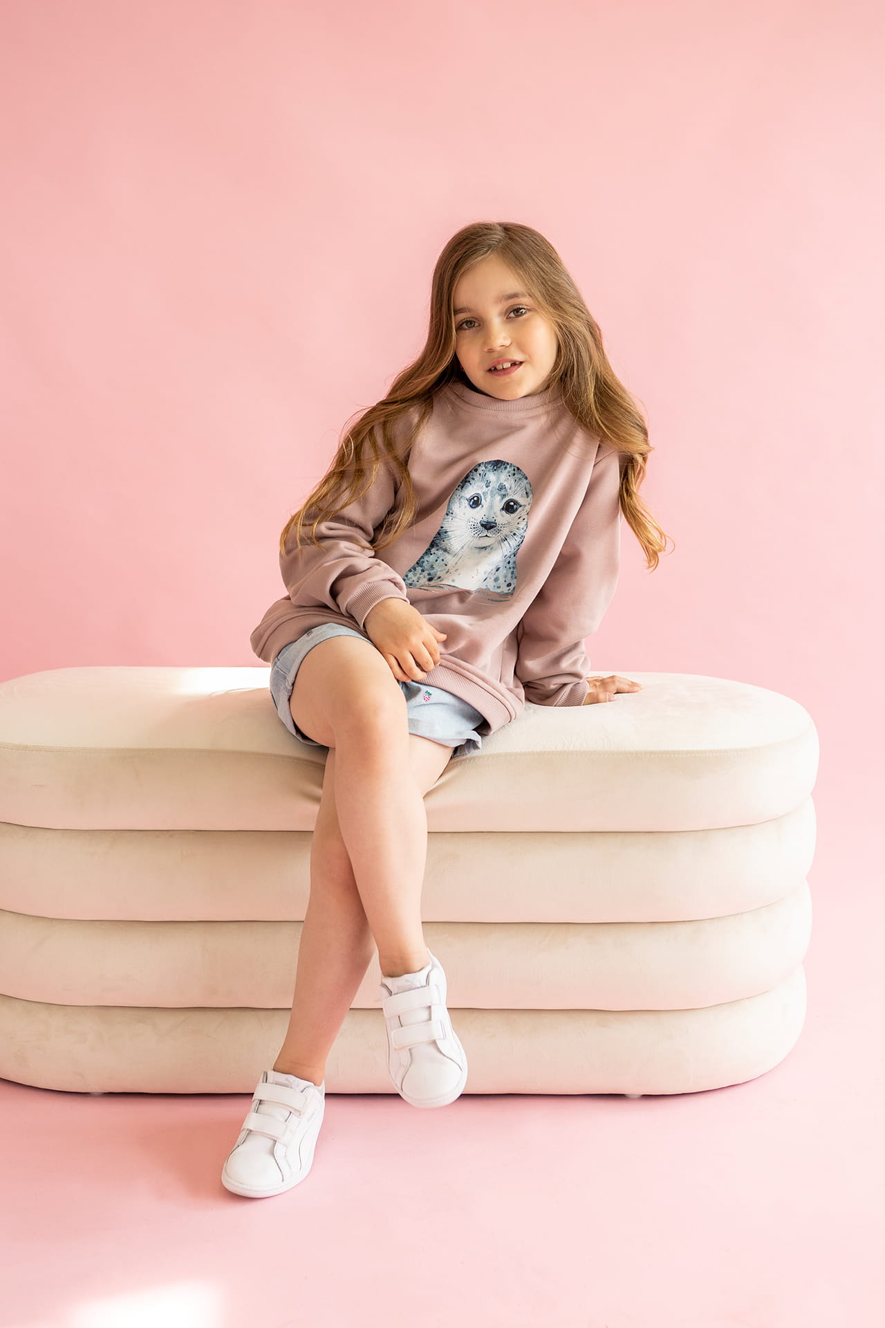 Bluza Kids z Foką Smoky Pink