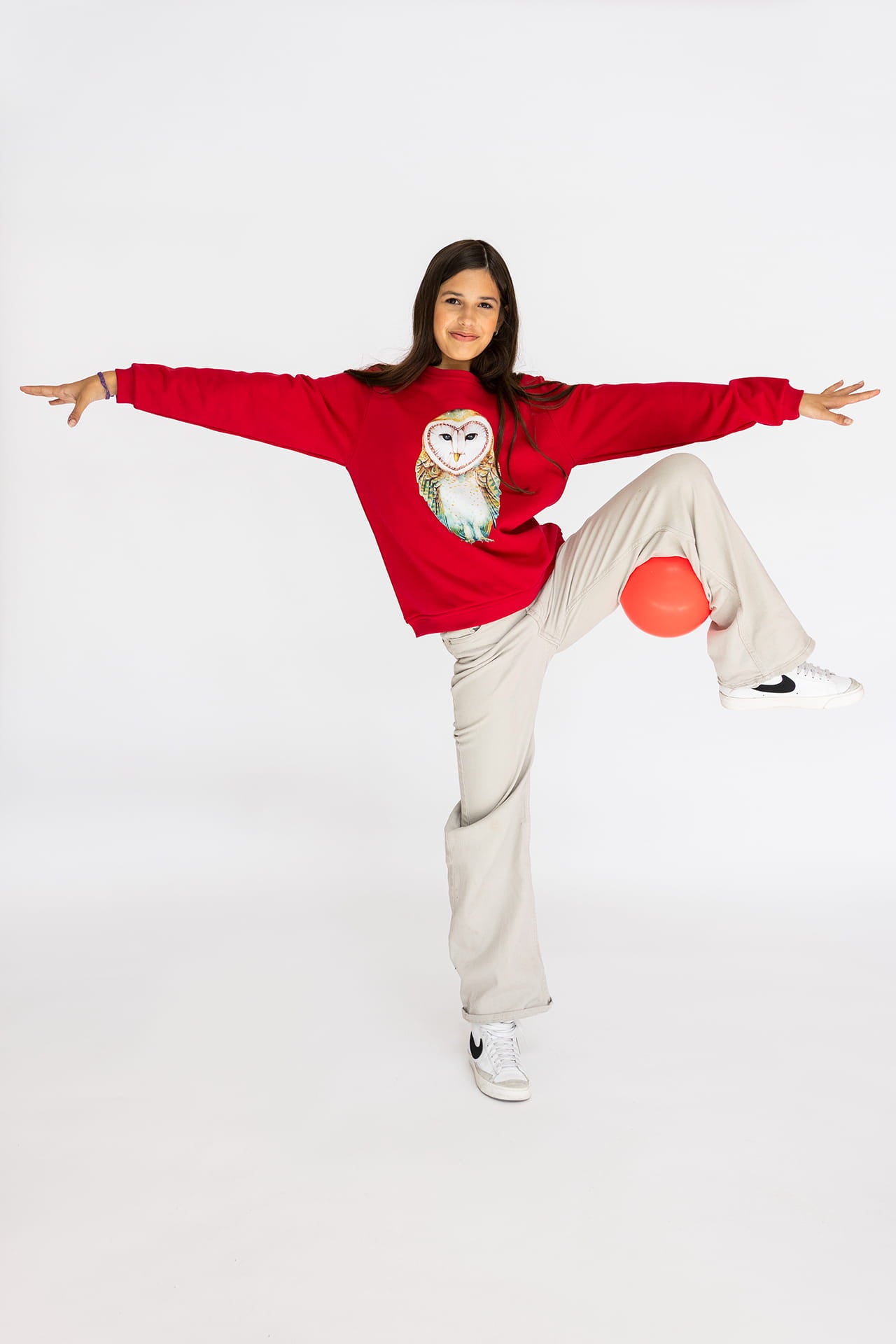 Bluza Kids z Sową Malinowa Czerwień