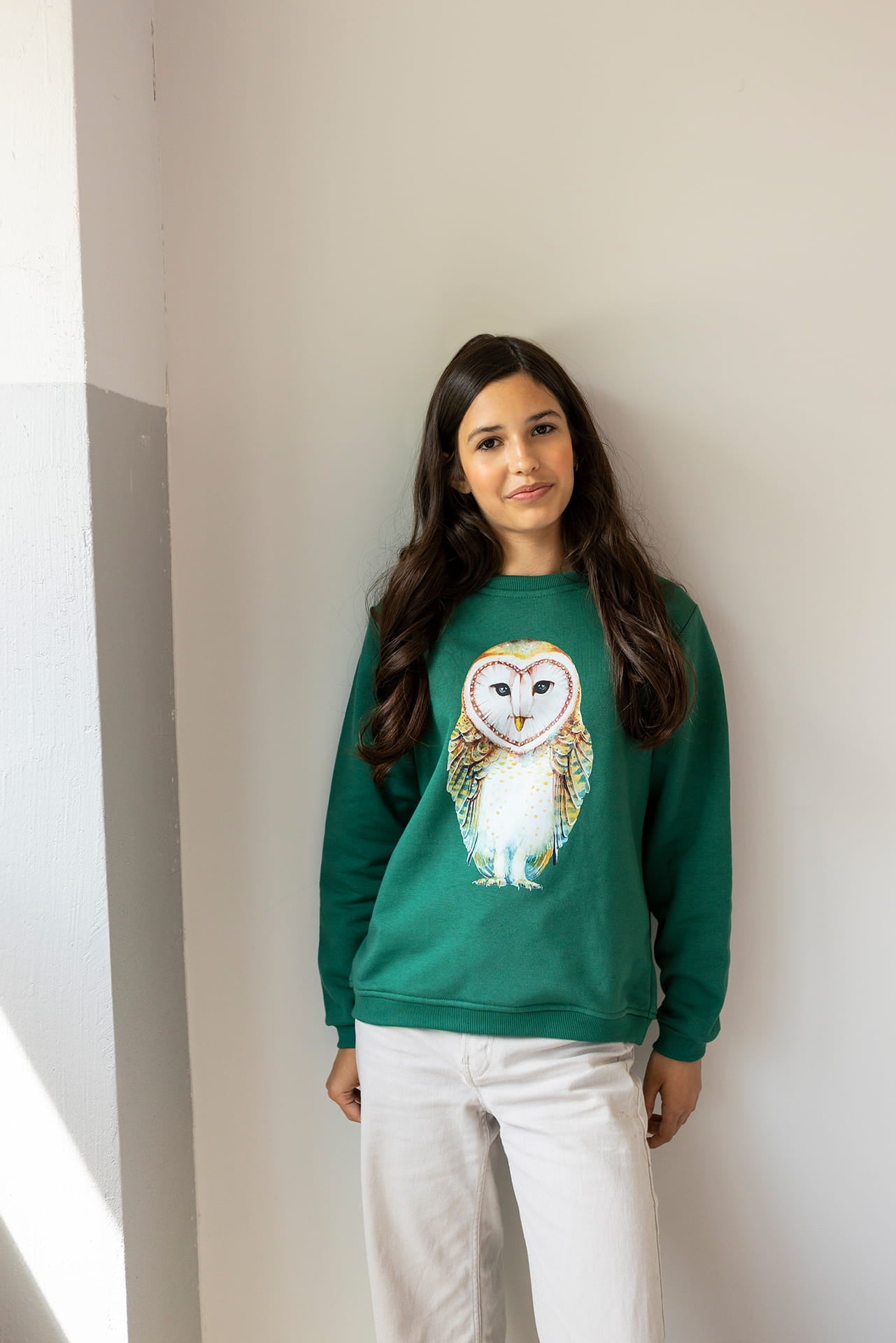 Bluza Kids z Sową Butelkowa Zieleń