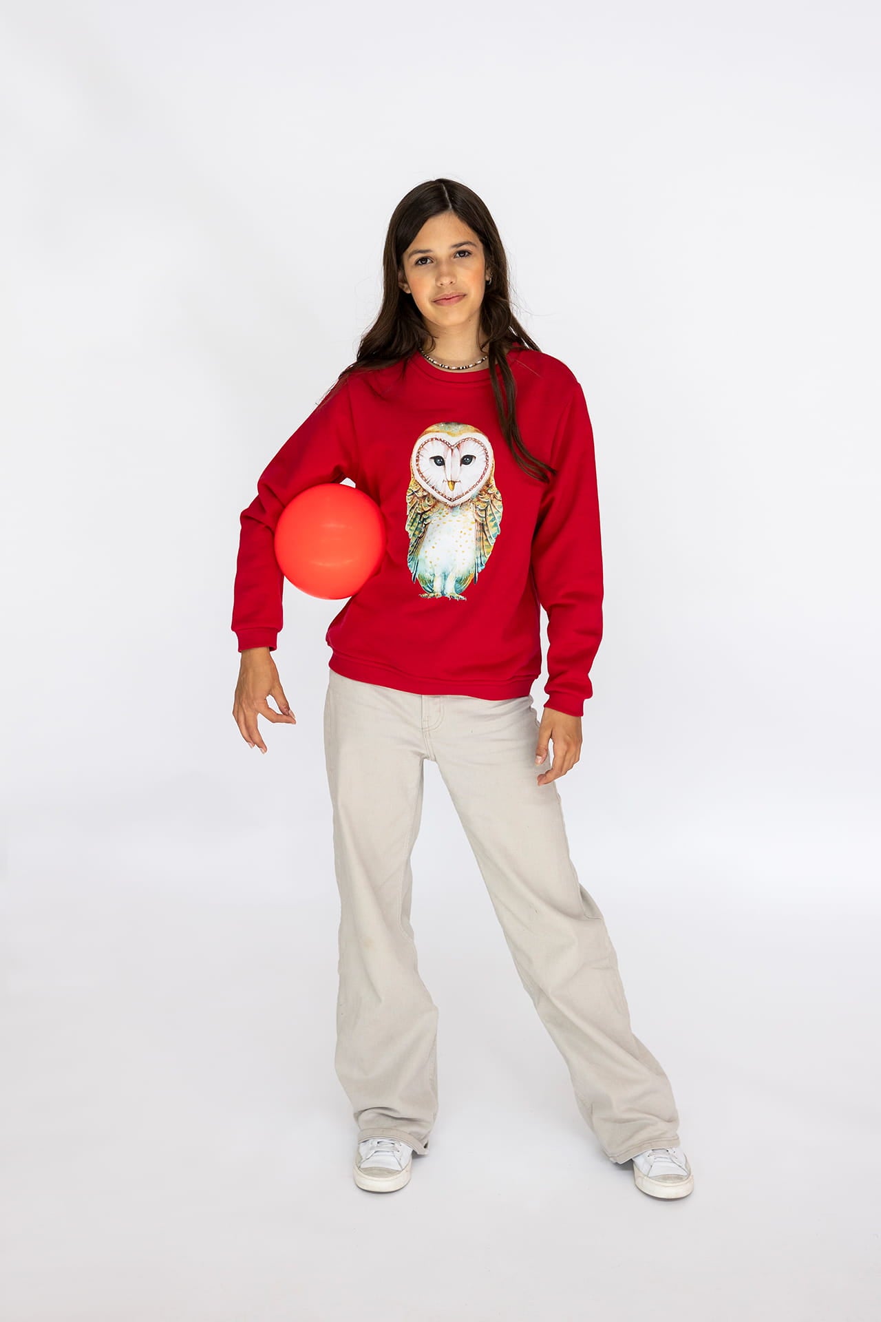 Bluza Kids z Sową Malinowa Czerwień