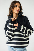 Sweter Apres Ski Szary w Białe Paski 100% Wełna Merino