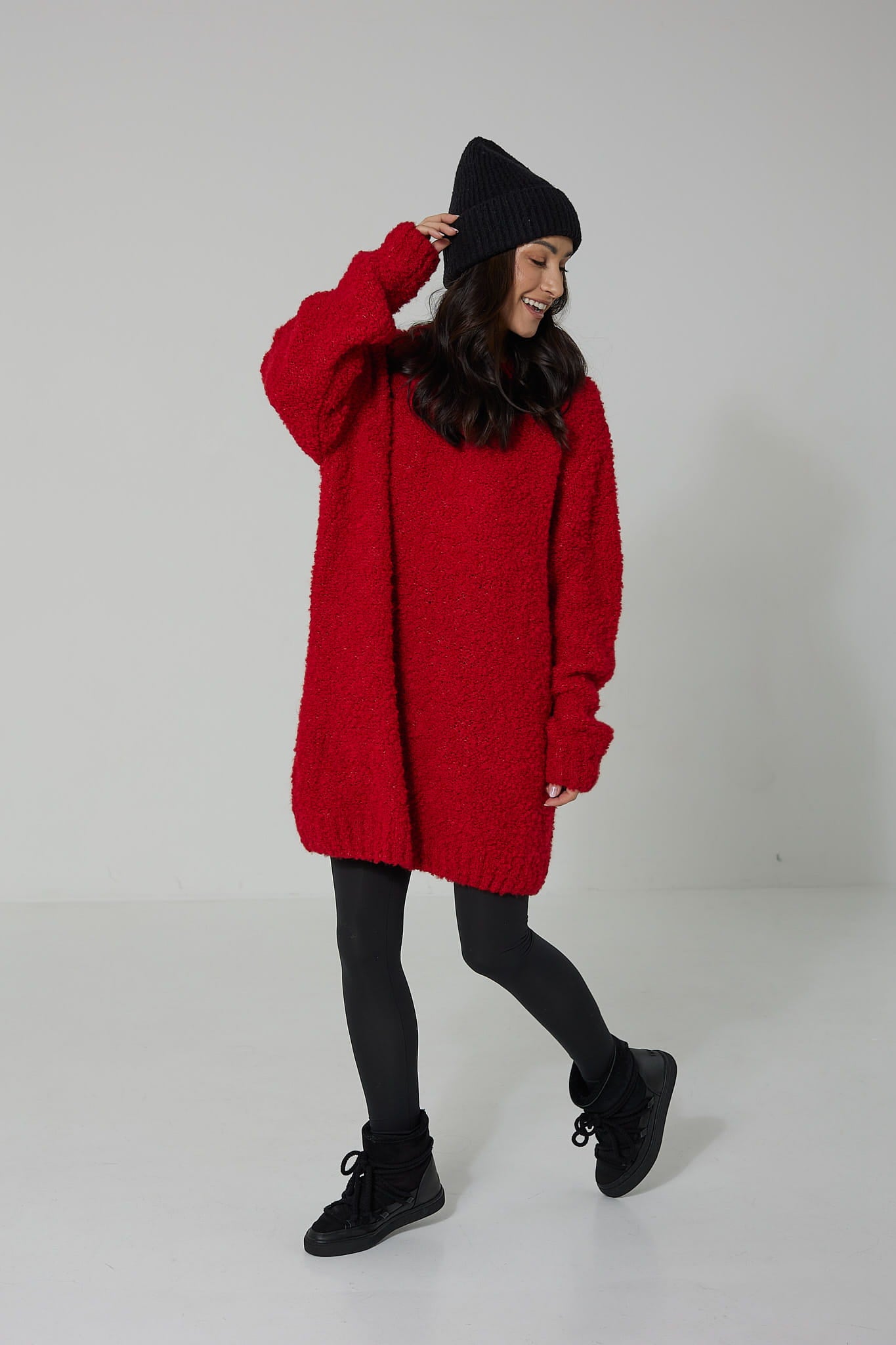 Sweter Buckle Hug Long Czerwony