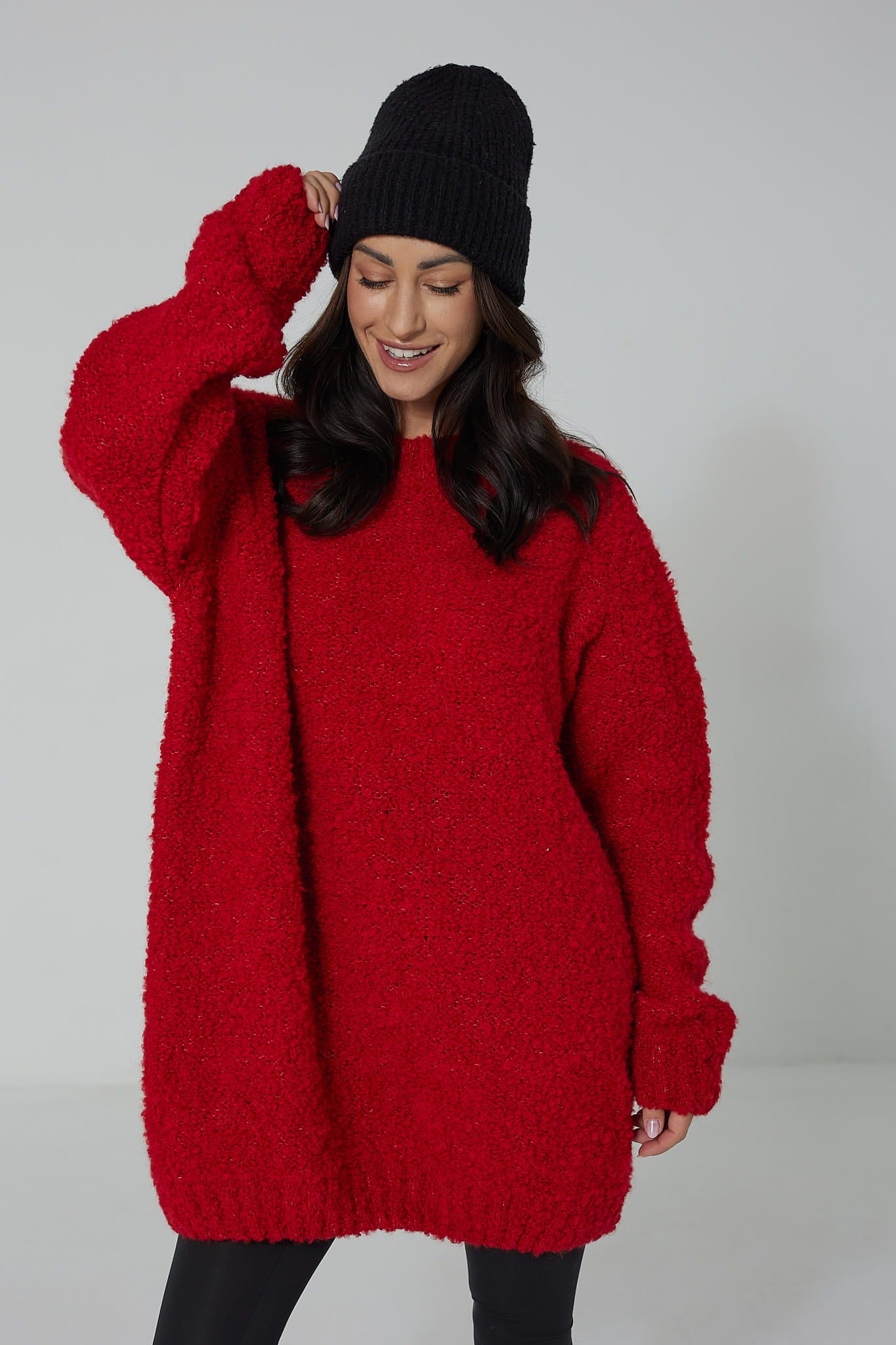 Sweter Buckle Hug Long Czerwony