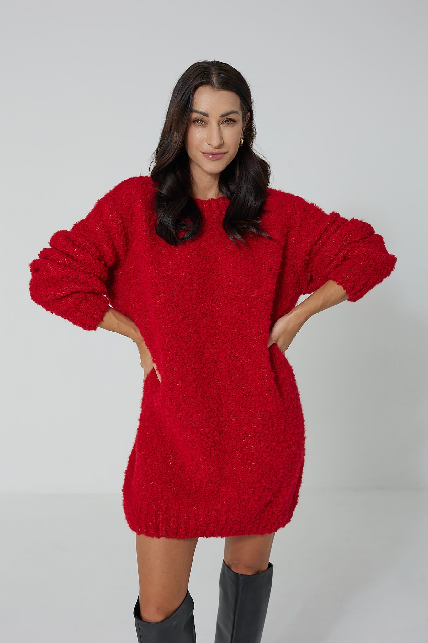 Sweter Buckle Hug Long Czerwony