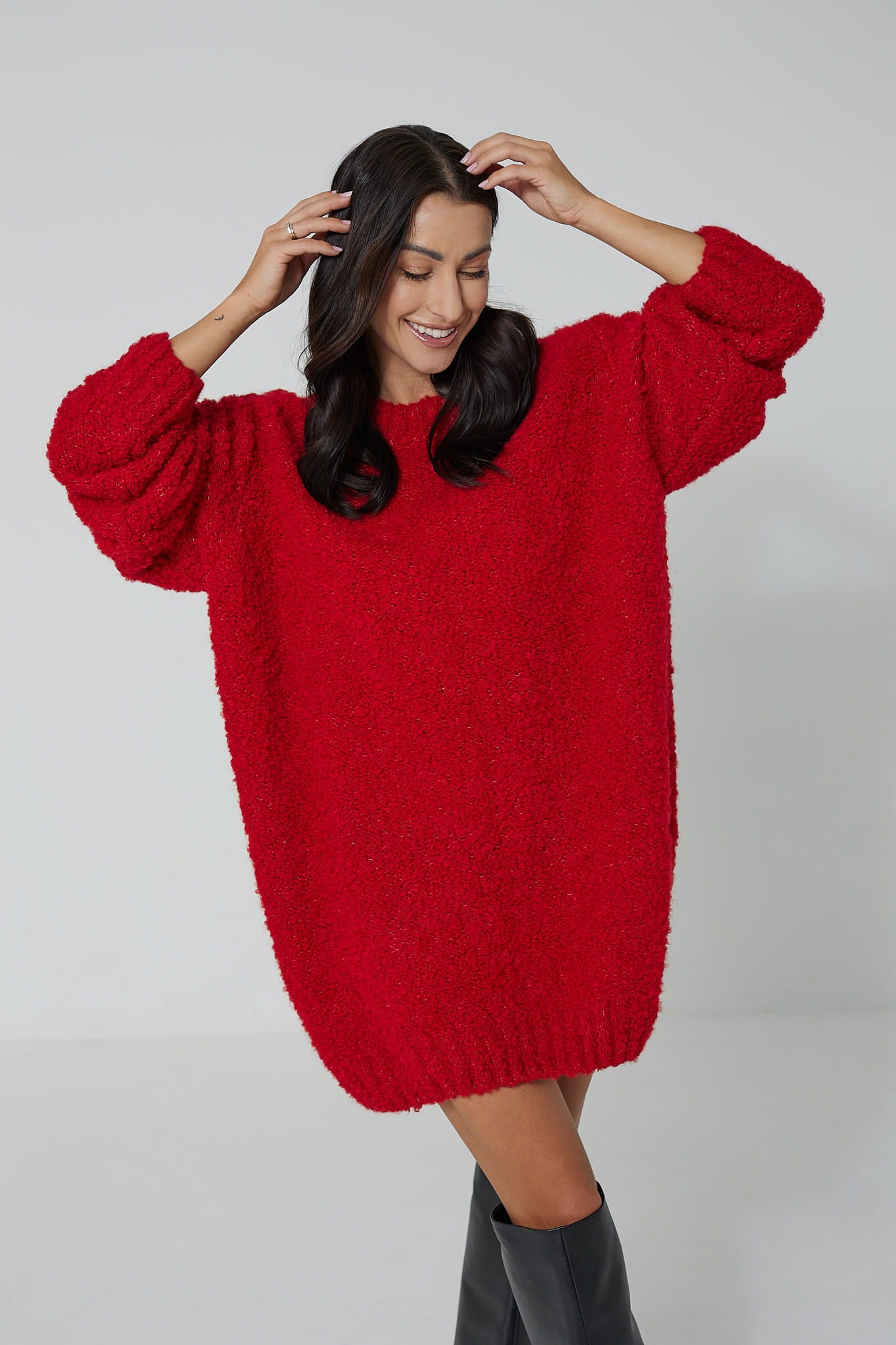 Sweter Buckle Hug Long Czerwony