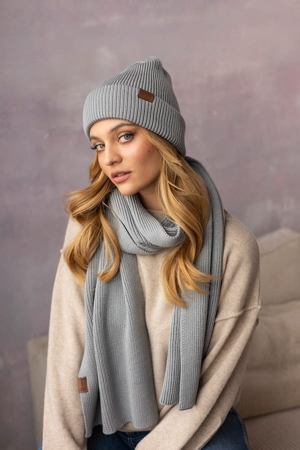 Czapka Cosy Days Szary Melanż 100% Merino