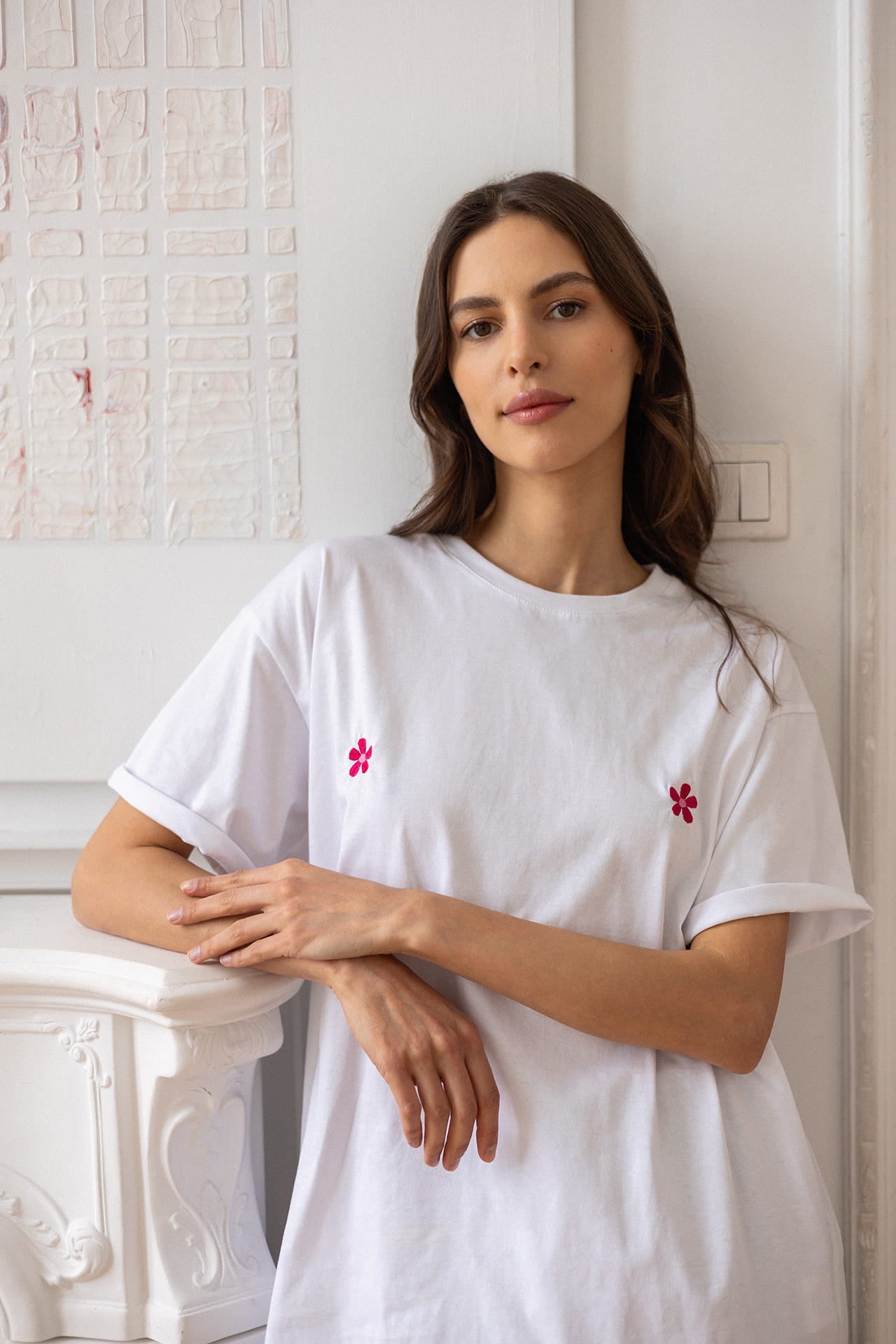 T-shirt Voilà Biały Bratki