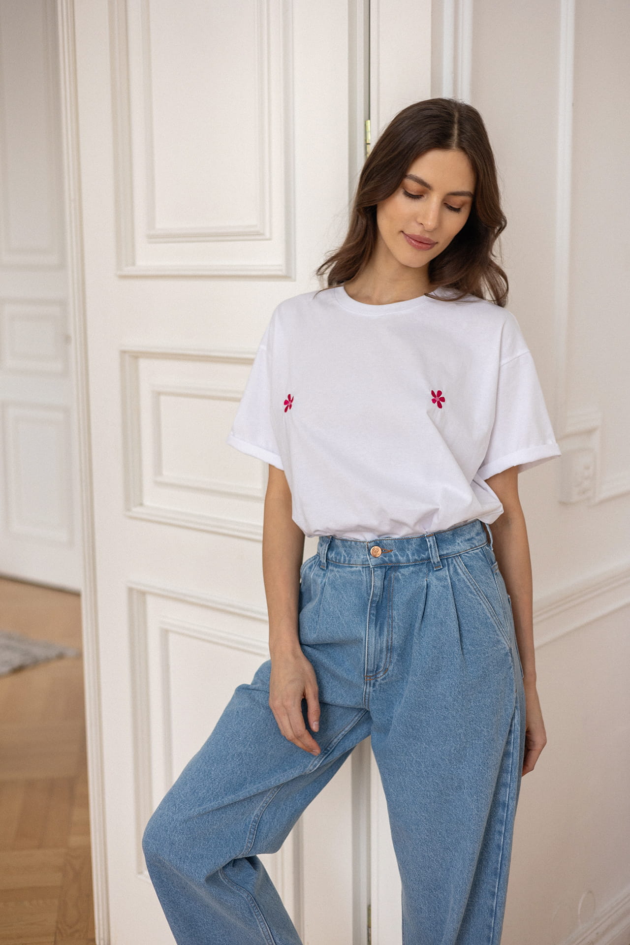 T-shirt Voilà Biały Bratki