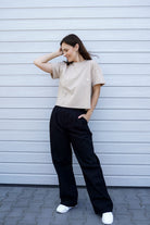 T-shirt Crop-Voilà Hummus Białe Stokrotki