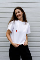 T-shirt Crop-Voilà Biały Truskawki