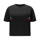T-shirt Crop-Voilà Czarny Wiśnie