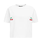 T-shirt Crop-Voilà Biały Wiśnie