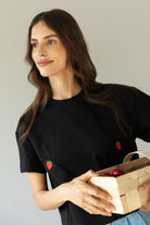 T-shirt Crop-Voilà Czarny Truskawki