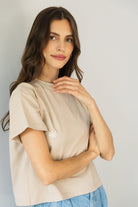 T-shirt Crop-Voilà Hummus Białe Stokrotki