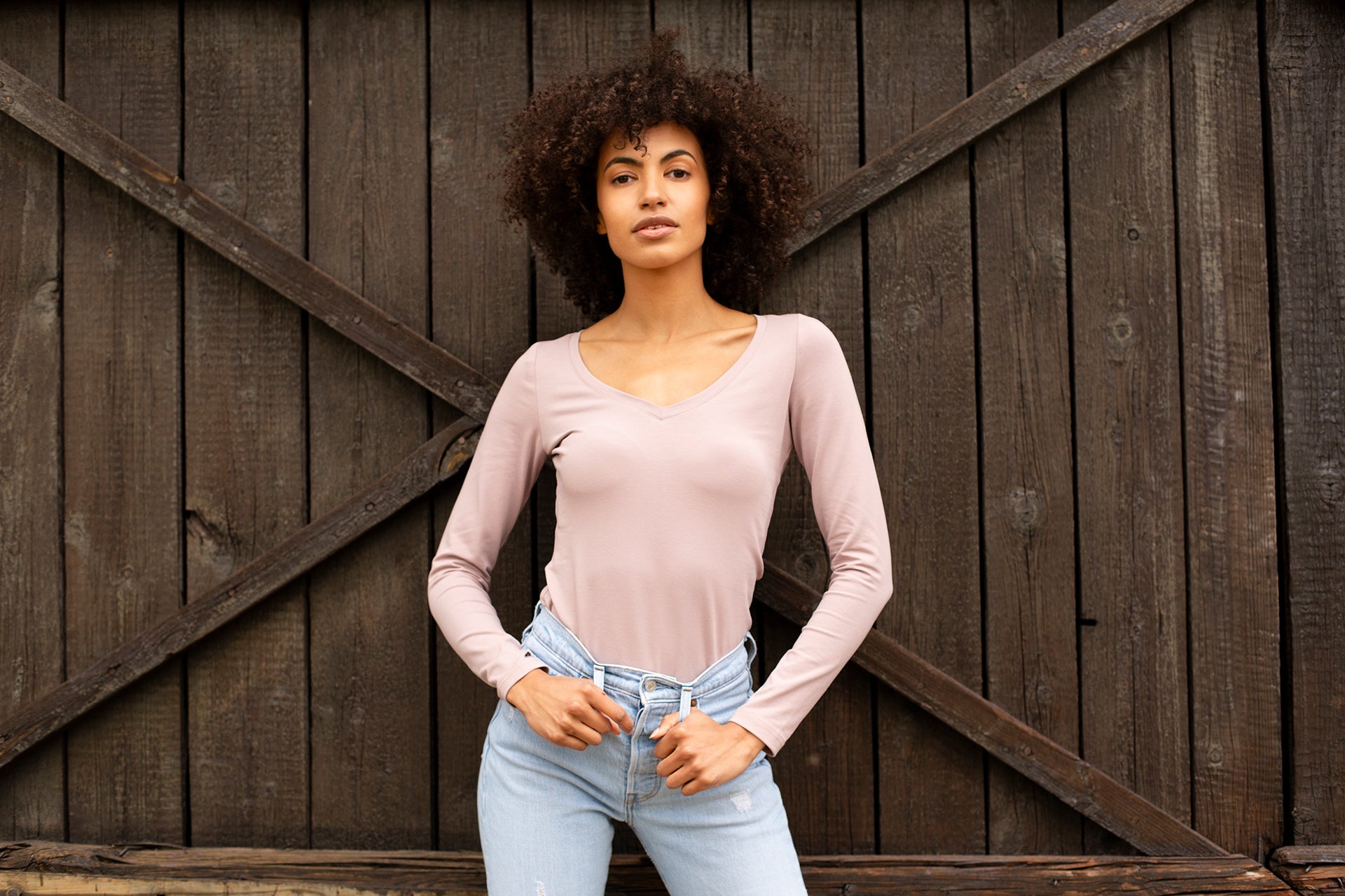 Longsleeve Perfect Lines Brudny Róż