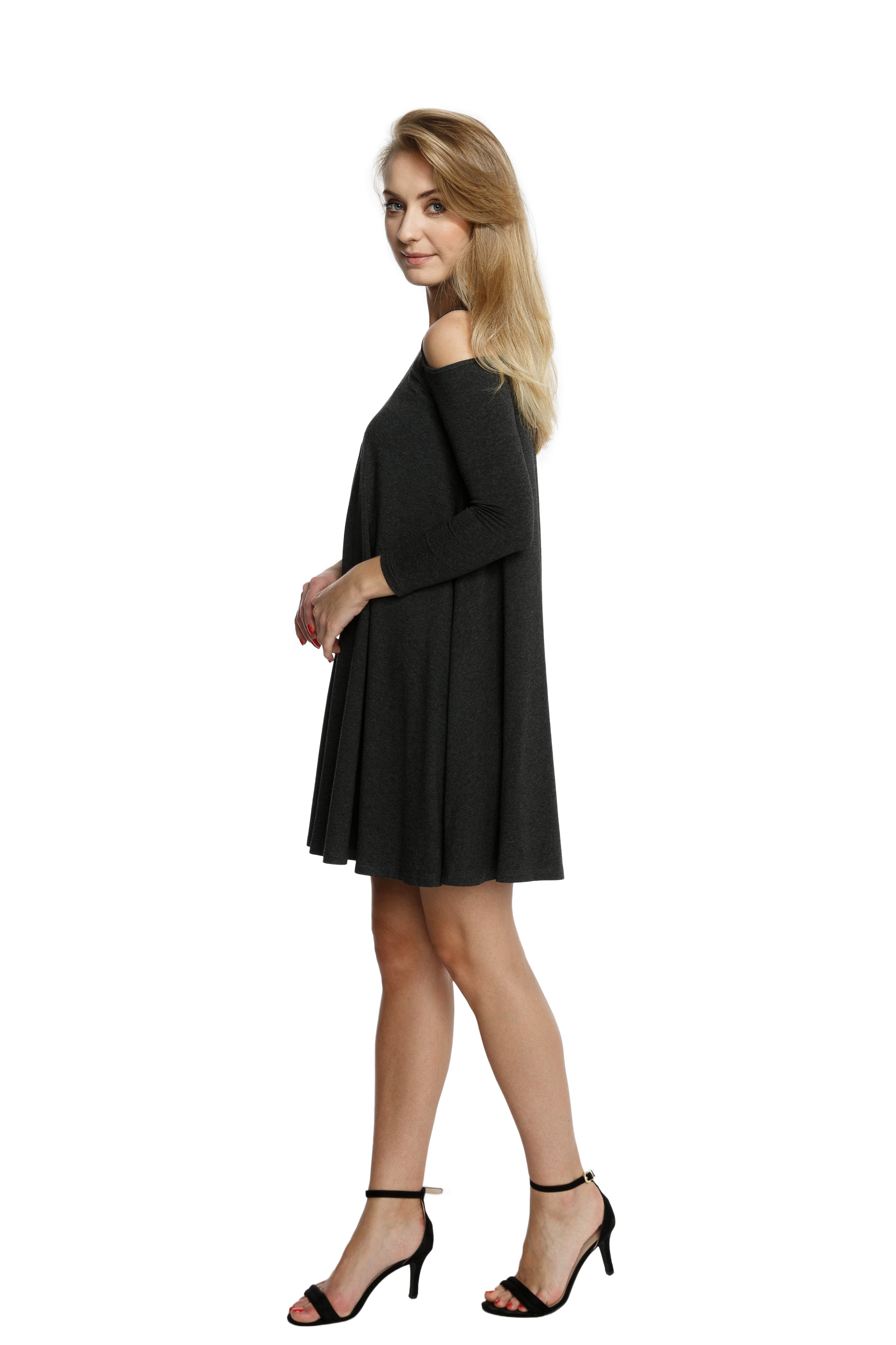 Sukienka Z Rozcięciami Na Ramionach City Girl Szara