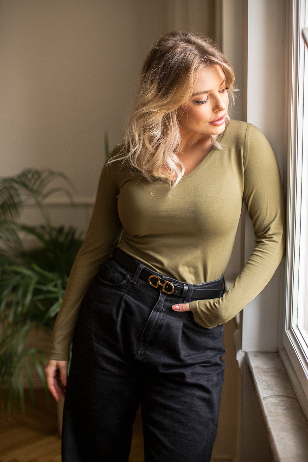 Longsleeve Perfect Lines Militarna Zieleń