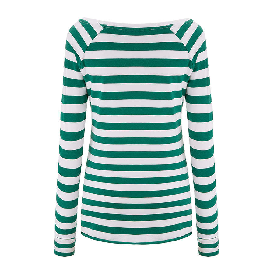 Longsleeve Dłuższa Historia Szerokie paski Butelkowa zieleń