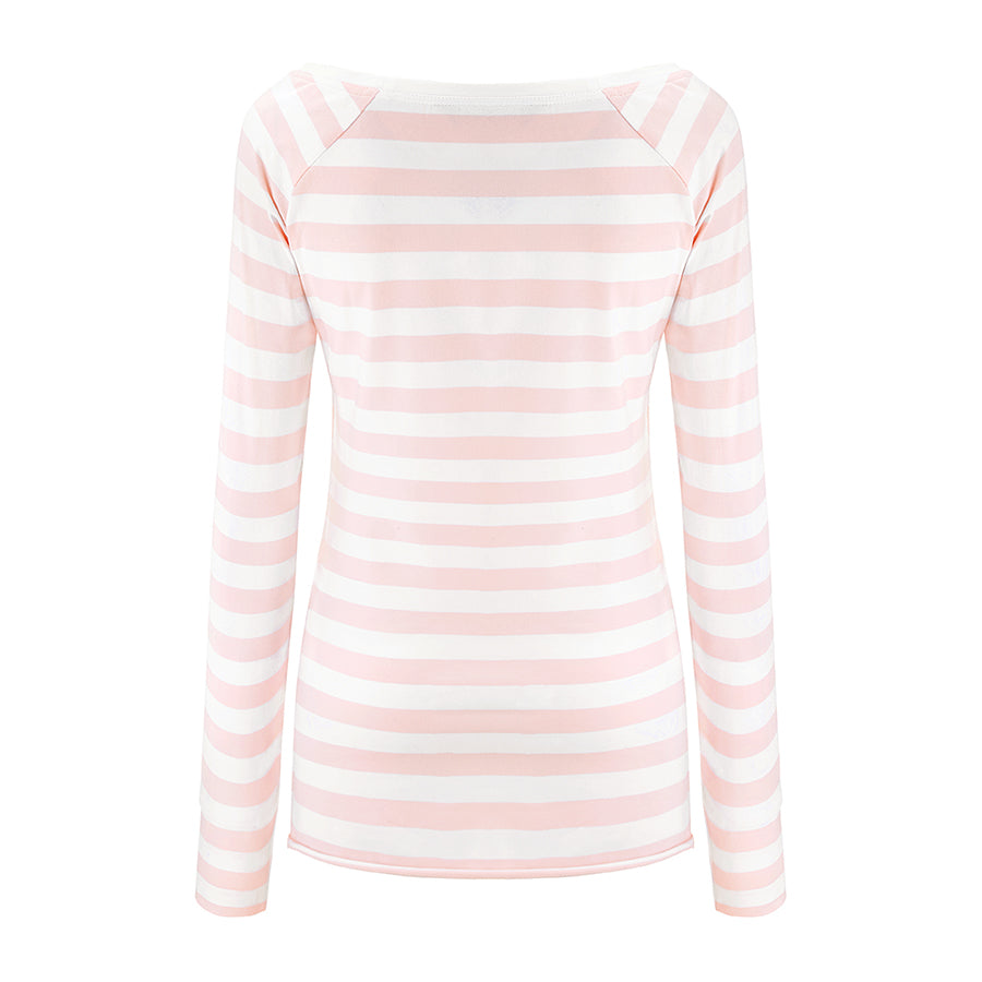 Longsleeve Dłuższa Historia Szerokie Paski Brzoskwinia