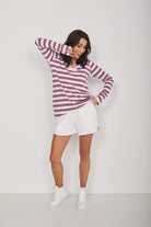 Longsleeve Daily Basic Szerokie Paski Rose Brown
