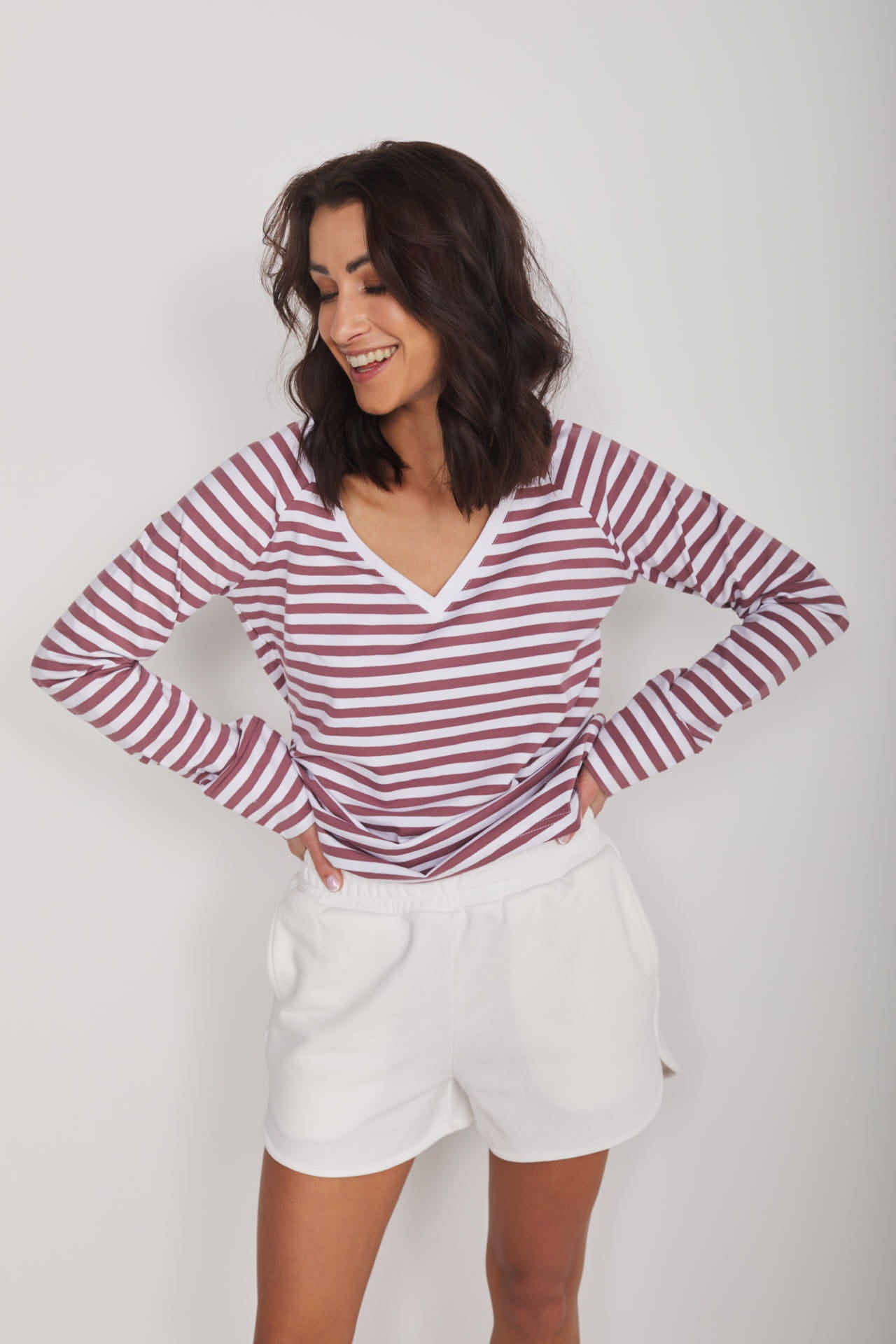 Longsleeve Daily Basic Paski Rose Brown