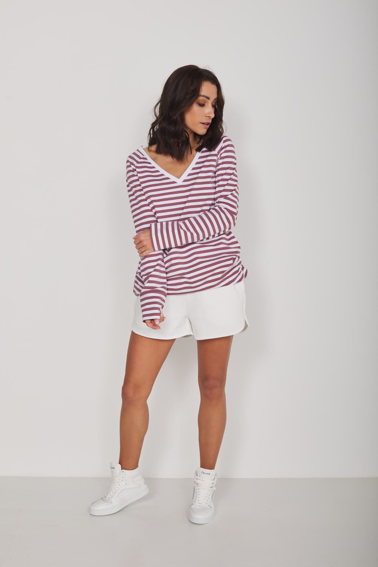 Longsleeve Daily Basic Paski Rose Brown