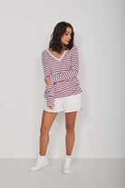 Longsleeve Daily Basic Paski Rose Brown