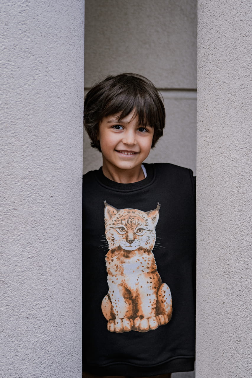 Bluza Kids z Rysiem Czarny