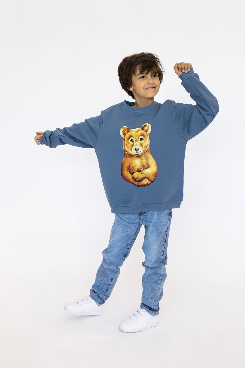 Bluza Kids z Misiem Niebieski Dżins