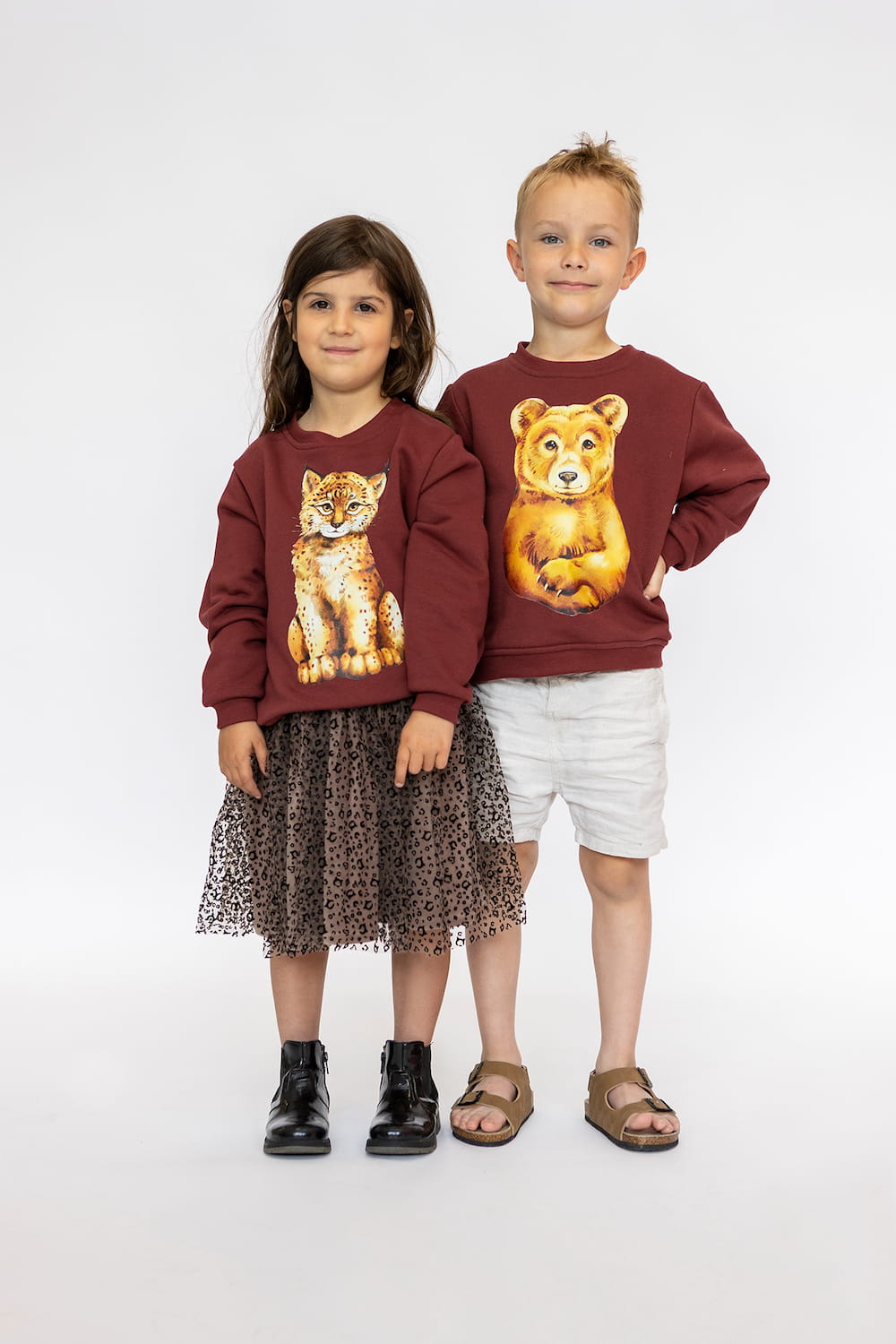 Bluza Kids z Misiem Ciemny Burgund