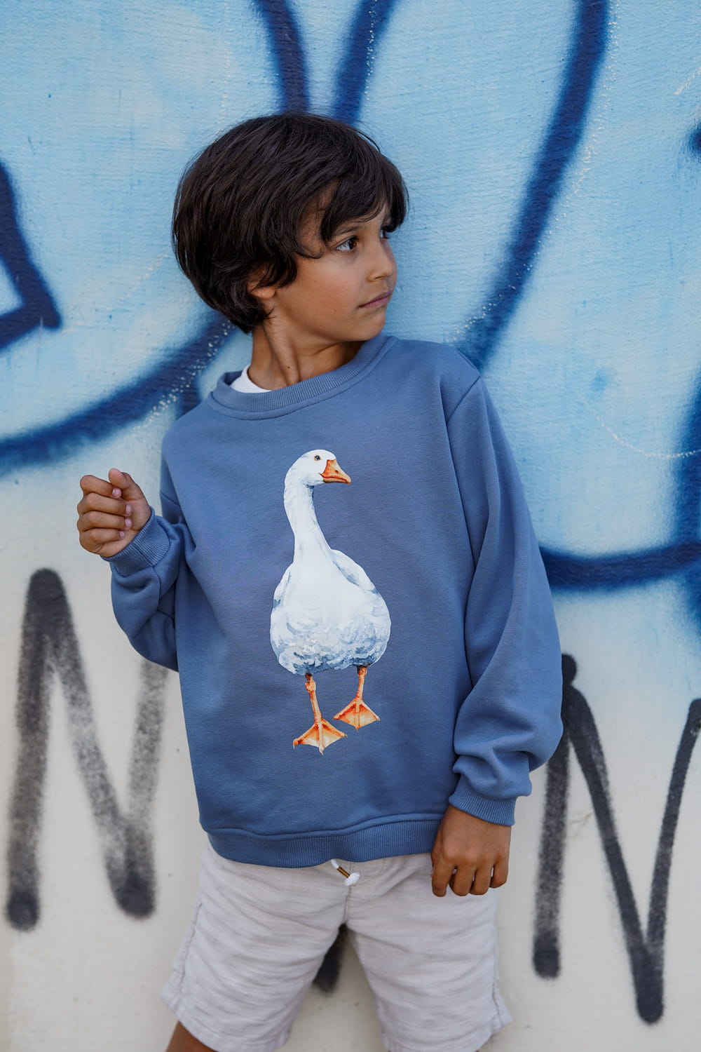 Bluza Kids z Gęsią Niebieski Dżins