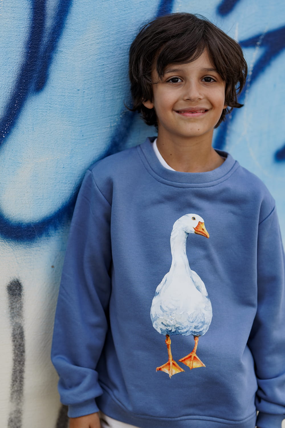 Bluza Kids z Gęsią Niebieski Dżins