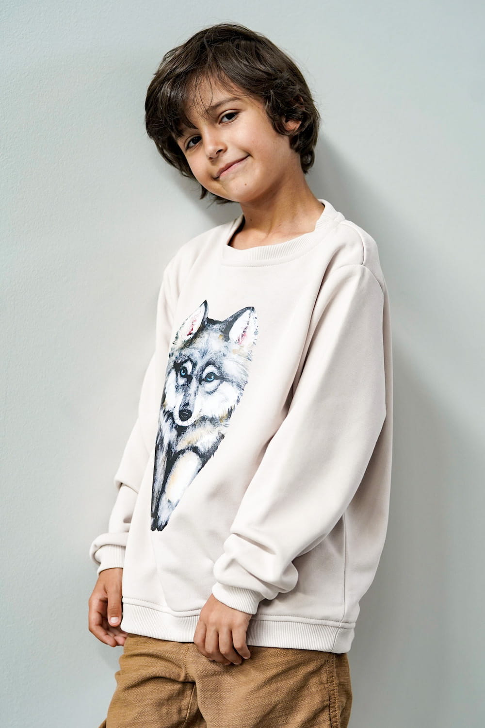 Bluza Kids z Wilkiem Krem