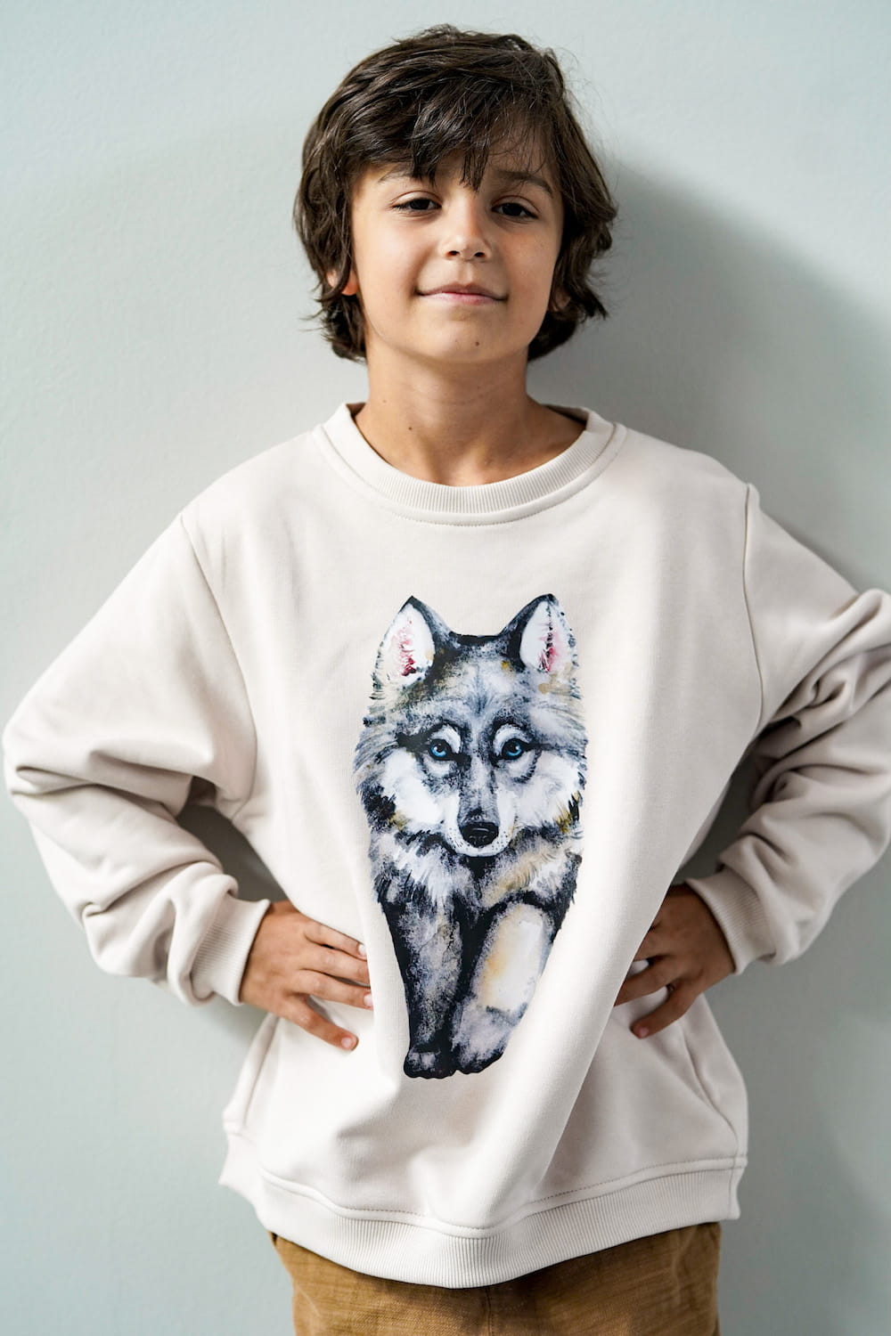 Bluza Kids z Wilkiem Krem